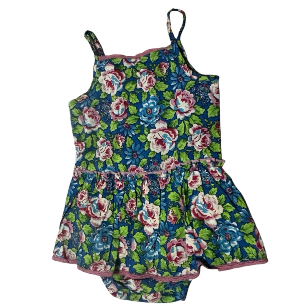 April Cornell Baby Romper Dress 9-18M Floral Cottagecore Boho Vintage